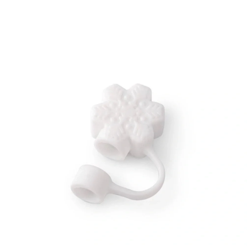 Target Bullseye Playground Christmas White Snowflake Silicone Straw Topper